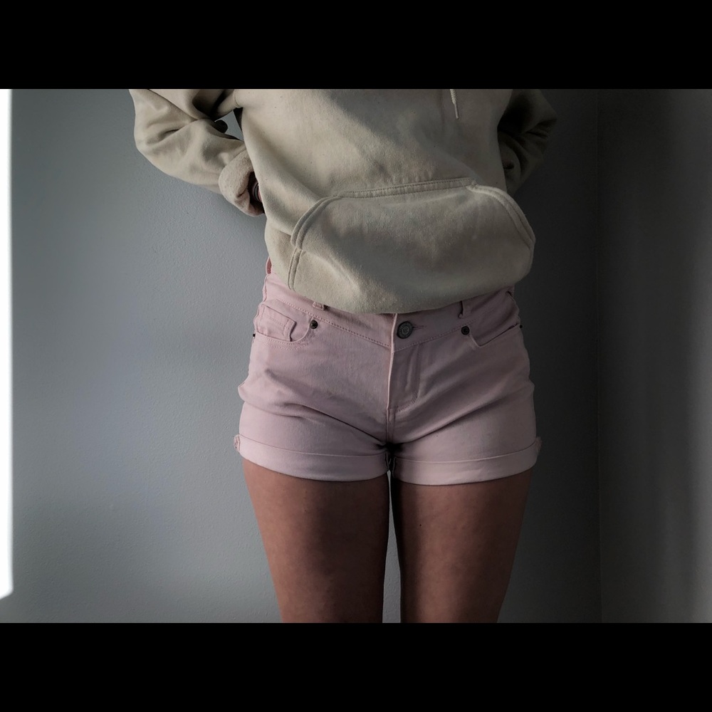 Blush Pink Denim Shorts